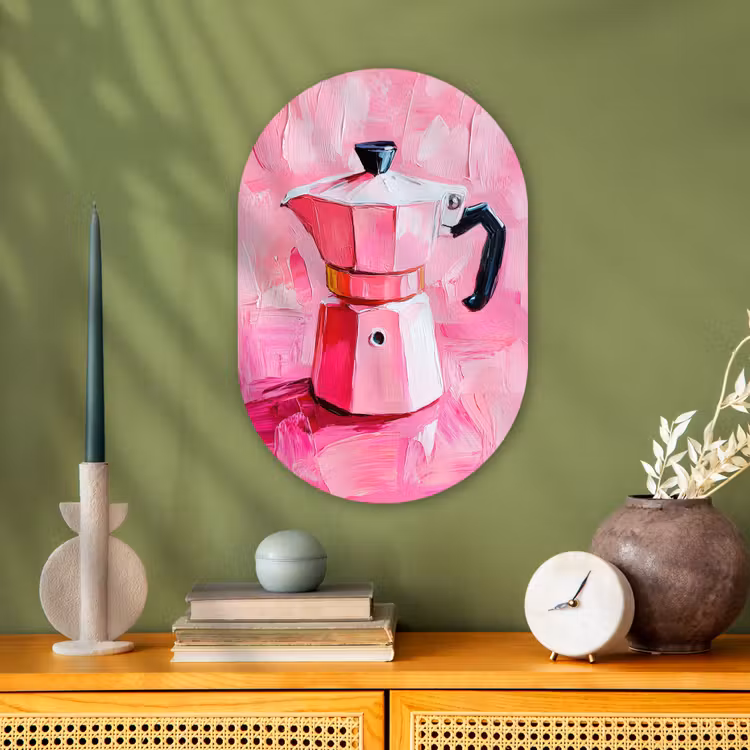 Muurovaal - Kunststof - Roze - Verf - Coffee — 2