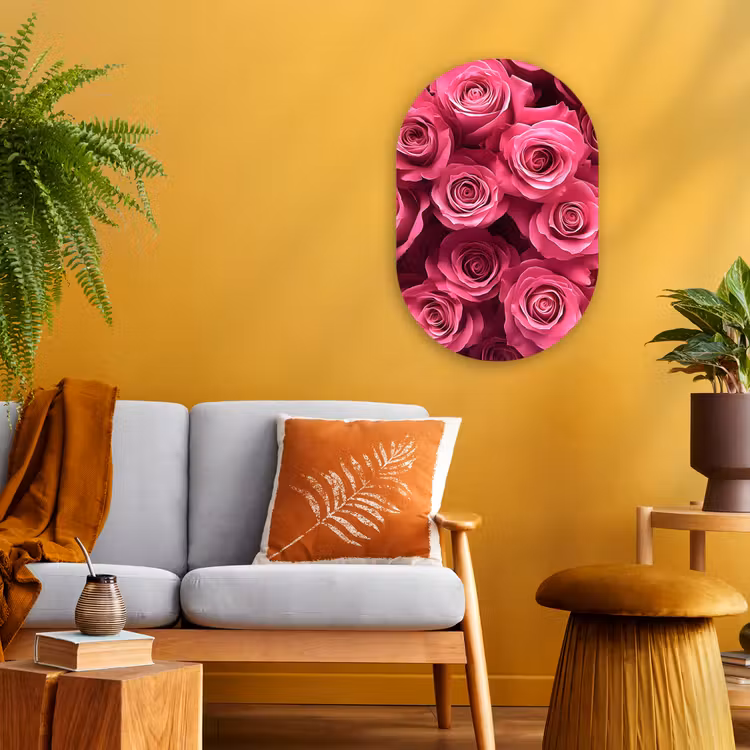 Muurovaal - Kunststof - Rozen - Pink - Bloem — 1