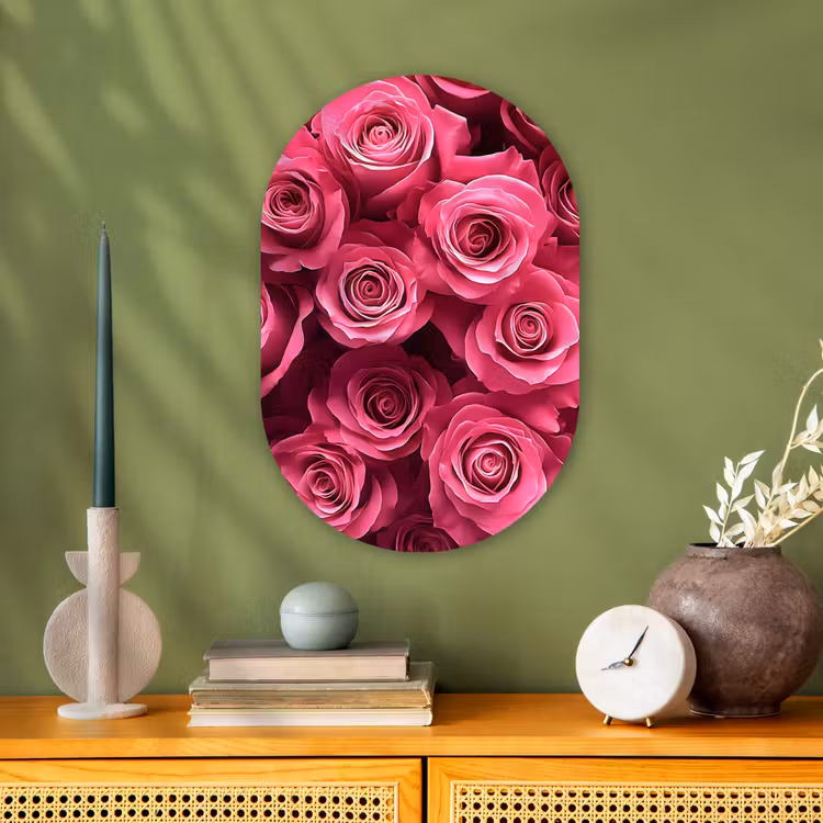 Muurovaal - Kunststof - Rozen - Pink - Bloem — 2