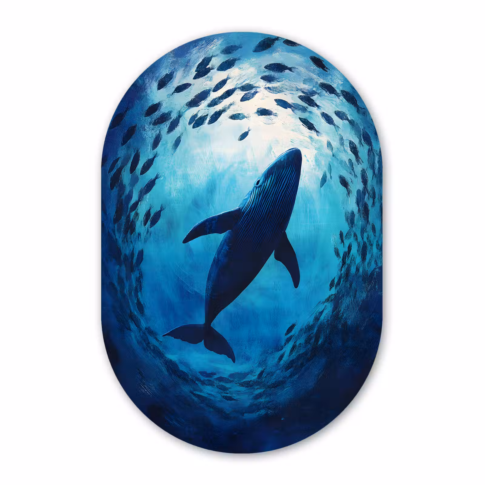 Muurovaal - Glas - Walvis - Vissen - Donkerblauw — 1
