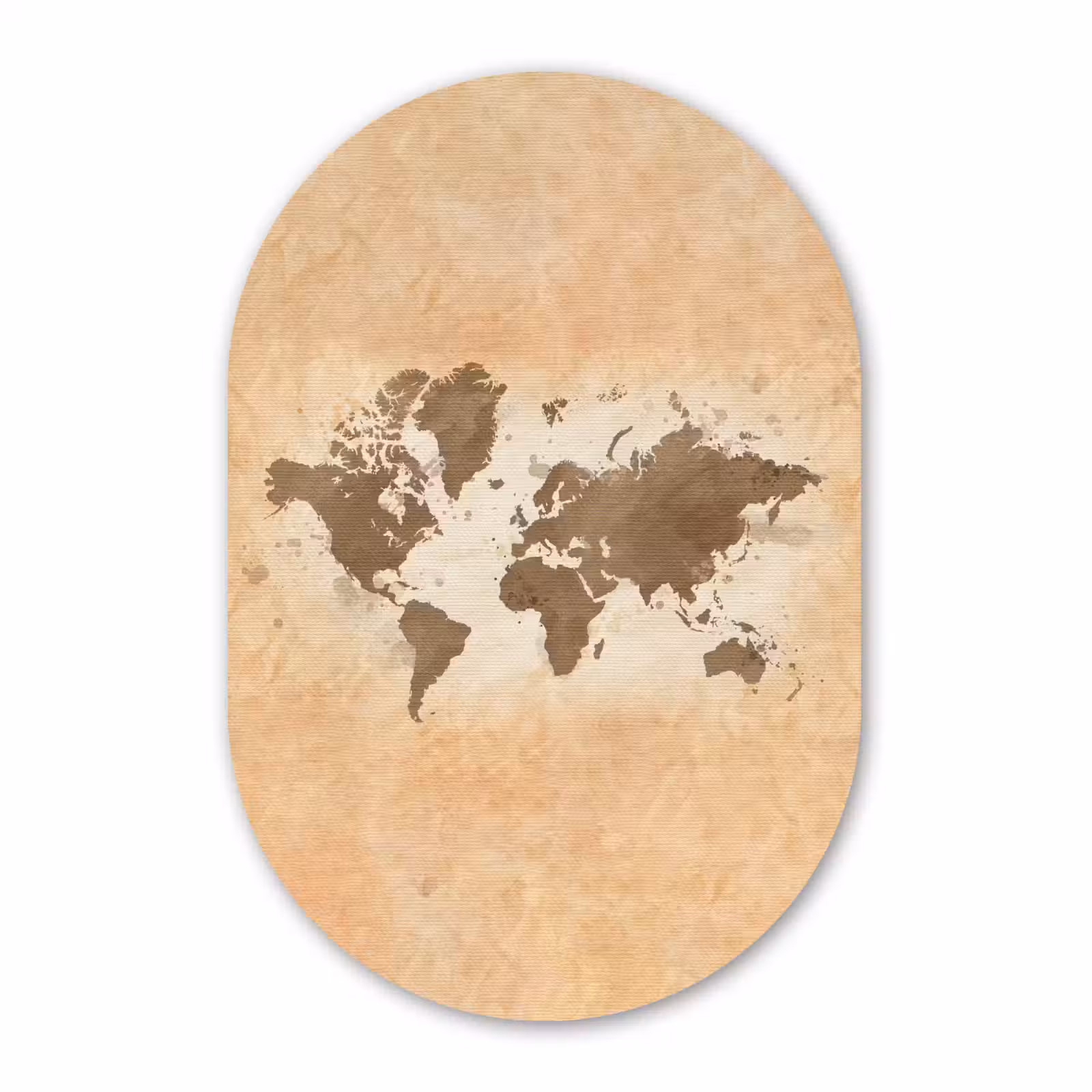 Muurovaal - Glas - Wereldkaart - Beige - Bruin — 1