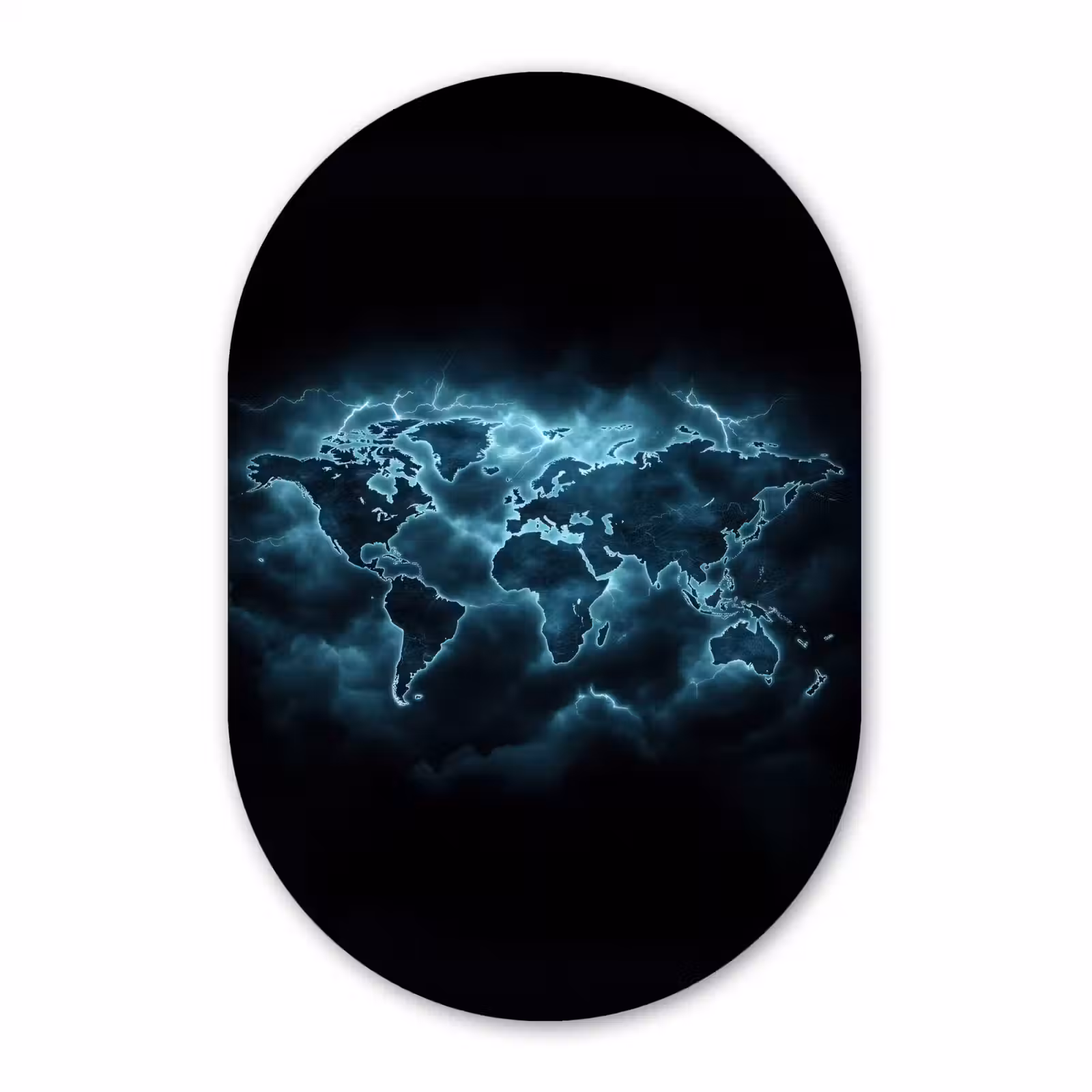 Muurovaal - Glas - Wereldkaart - Bliksem - Blauw — 1