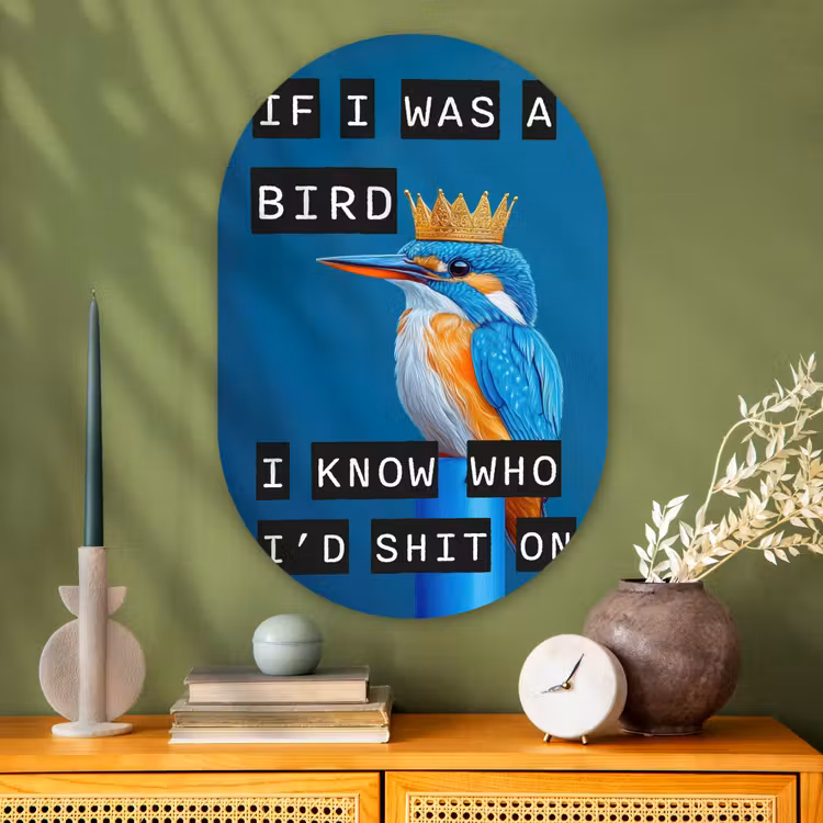 Muurovaal - Glas - Vogel - Decoratie - Ijsvogel - Blauw — 2