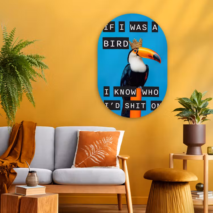 Muurovaal - Glas - Vogel - Toekan - Blauw - Quotes — 3