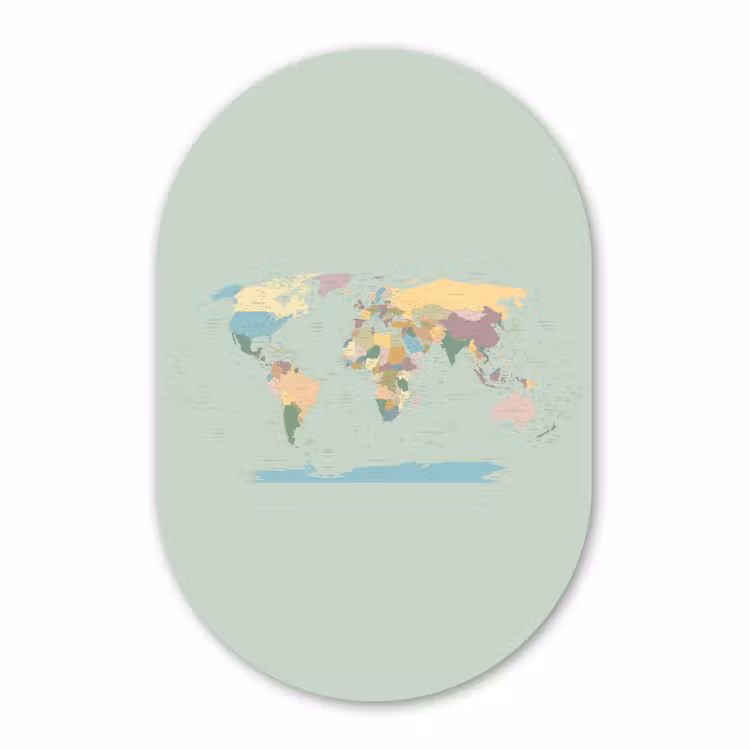 Muurovaal - Glas - Wereldkaart - Realistisch - Kaart — 1