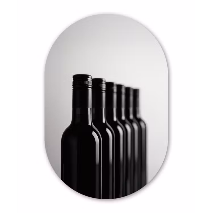 Muurovaal - Glas - Wijnflessen - Zwart - Minimalistisch — 1