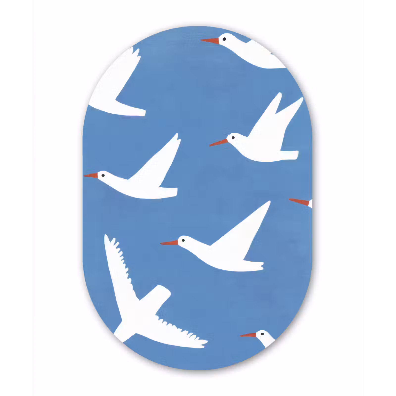 Muurovaal - Glas - Vogels - Wit - Patroon — 1