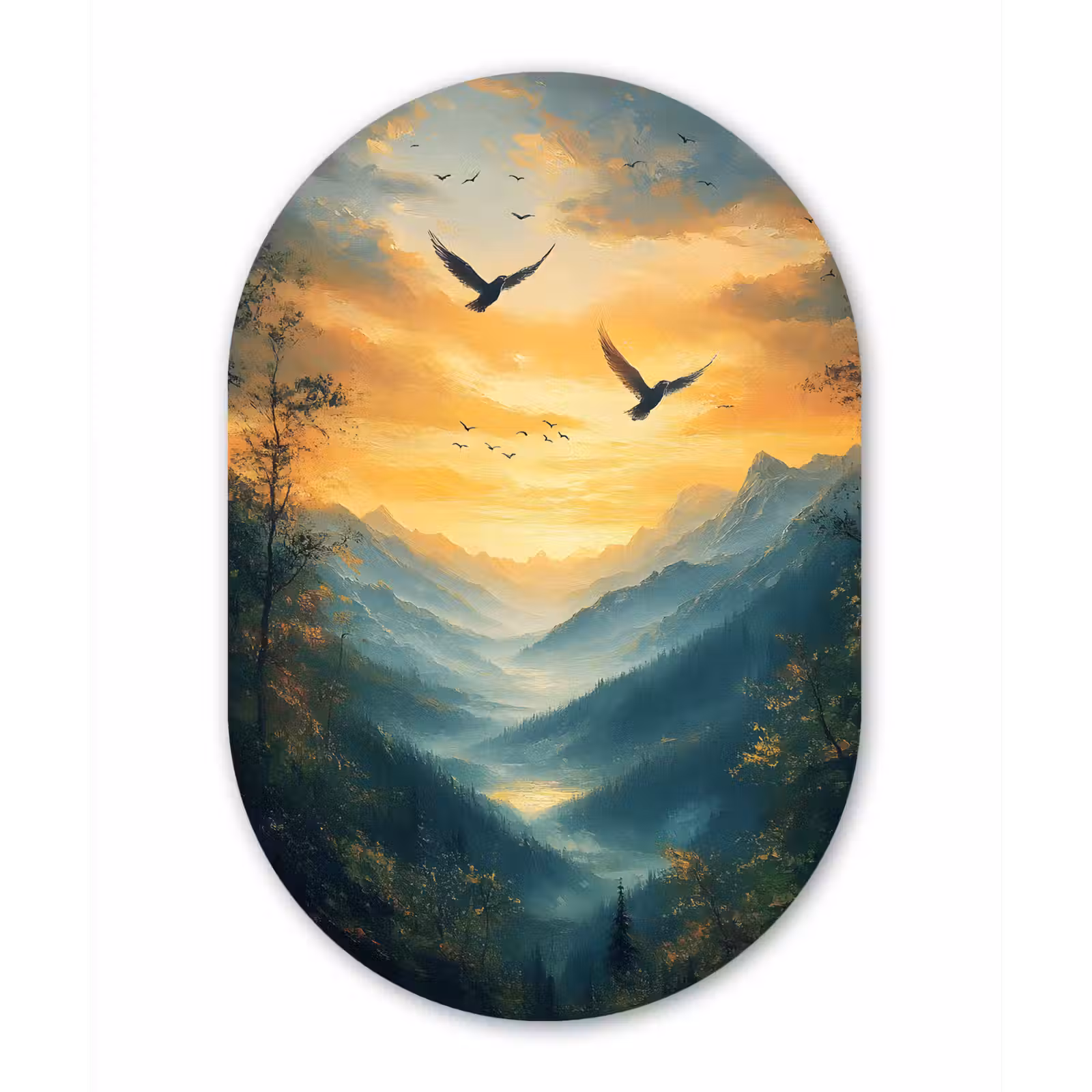 Muurovaal - Glas - Vogels - Zon - Bomen - Groen — 1