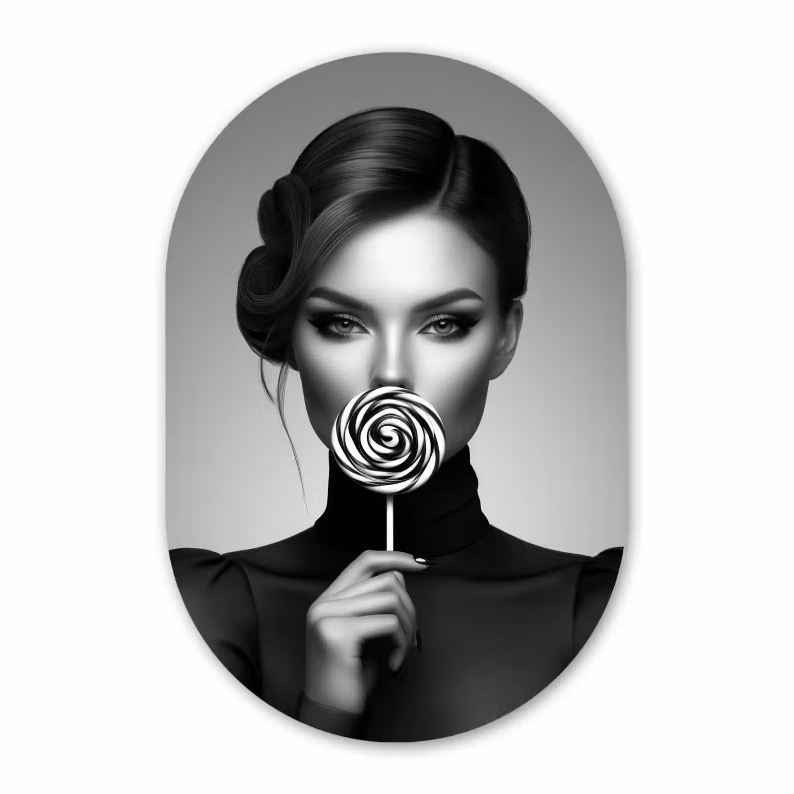 Muurovaal - Glas - Vrouw - Lolly - Zwart — 1