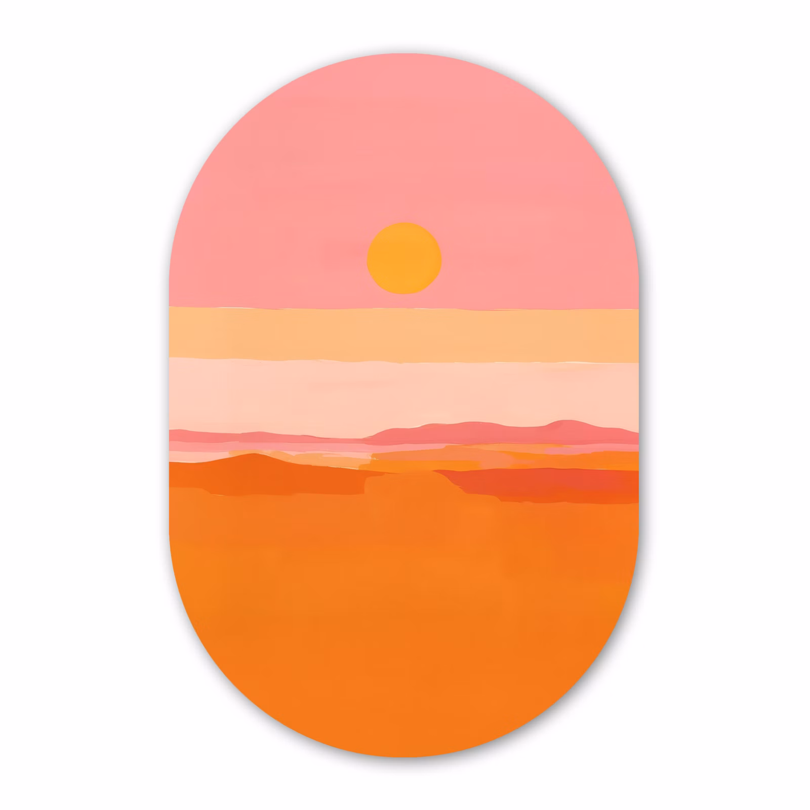 Muurovaal - Glas - Zon - Abstract - Landschap - Oranje — 1