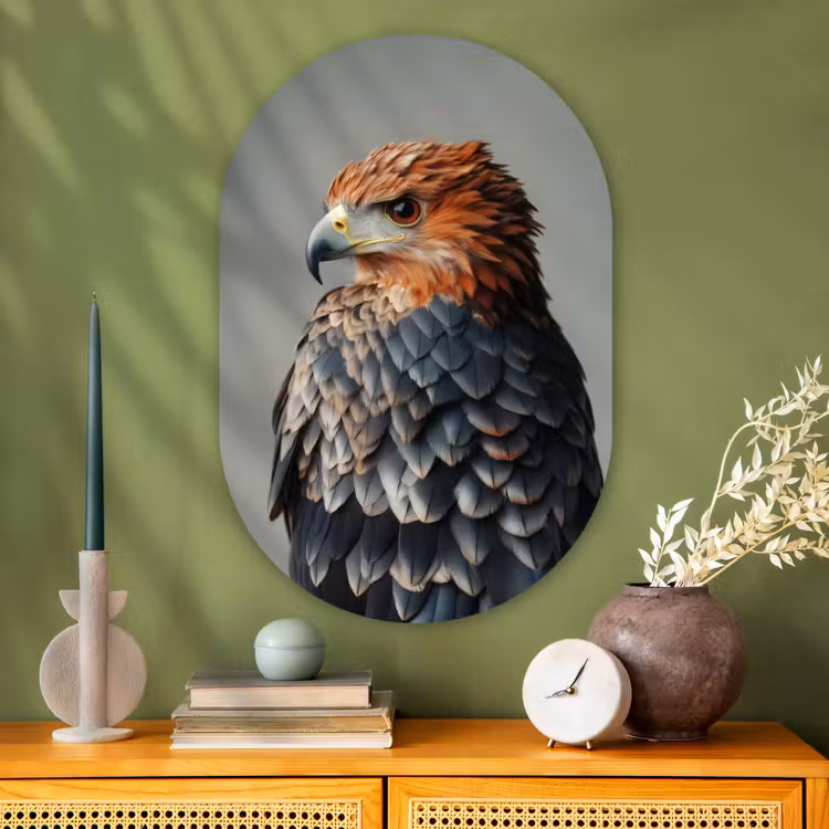 Muurovaal - Glas - Vogel - Realistisch - Veren - Bruin — 2