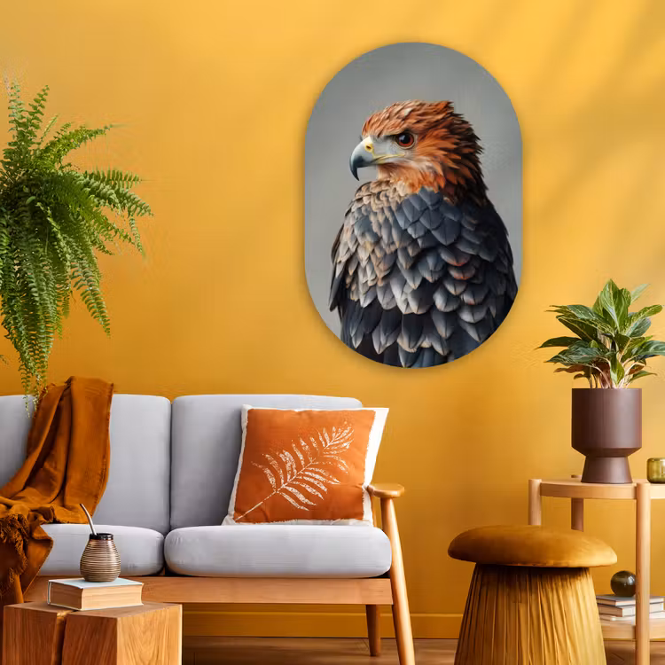 Muurovaal - Glas - Vogel - Realistisch - Veren - Bruin — 3