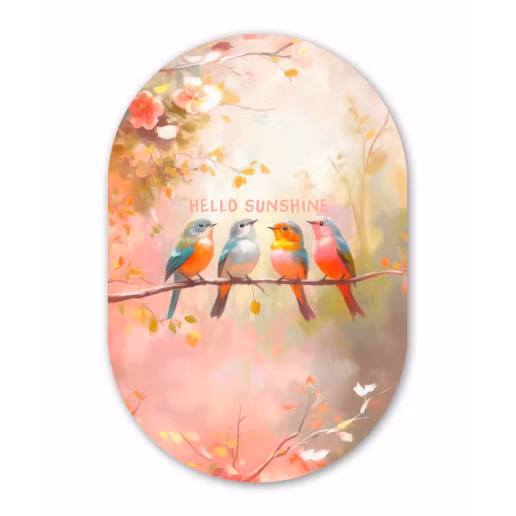 Muurovaal - Glas - Vogels - Tak - Quote - Roze — 1