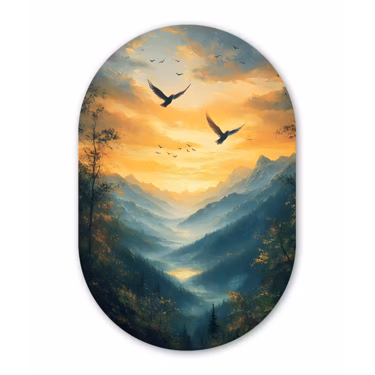 Muurovaal - Glas - Vogels - Zon - Bomen - Groen — 1