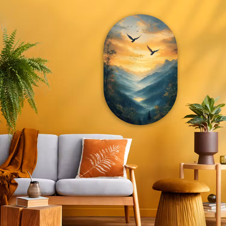 Muurovaal - Glas - Vogels - Zon - Bomen - Groen — 3