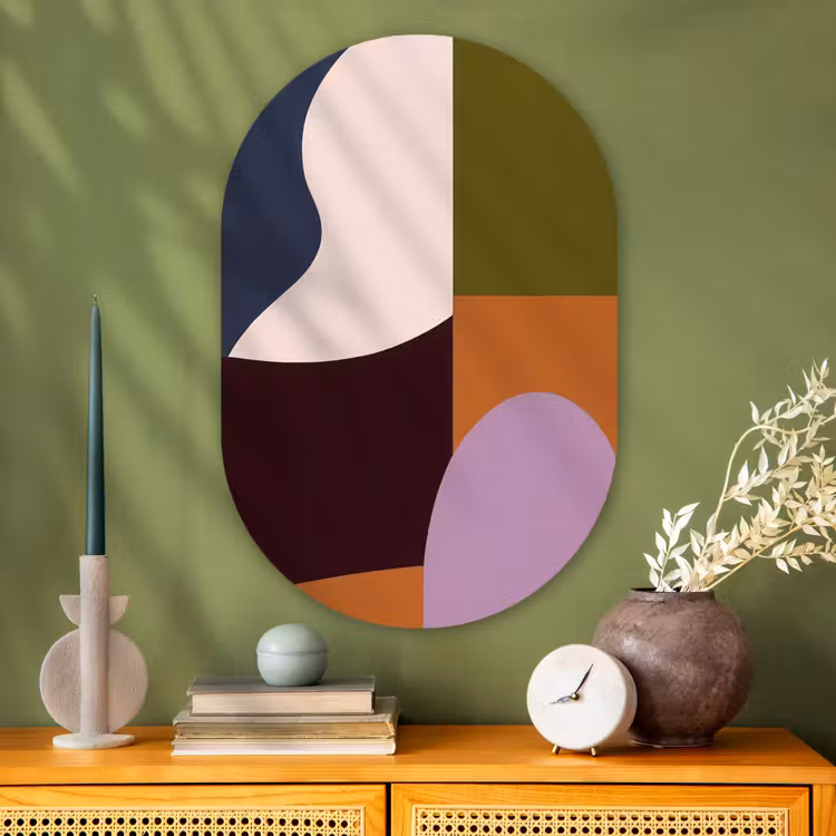 Muurovaal - Glas - Vormen - Abstract - Kleuren - Vierkant — 2