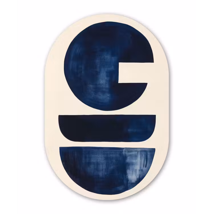 Muurovaal - Glas - Vormen - Blauw - Abstract — 1