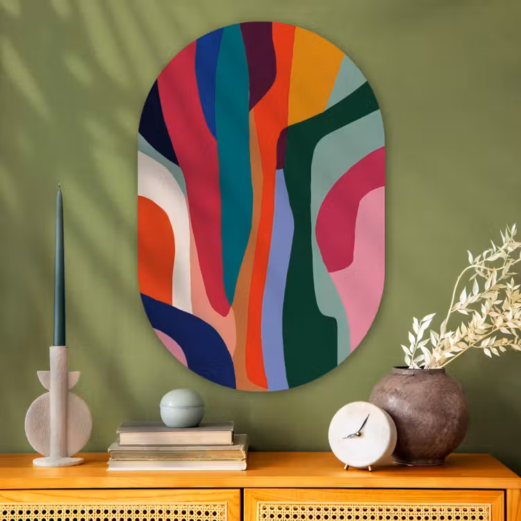 Muurovaal - Glas - Vormen - Bochten - Kleurrijk - Abstract — 2