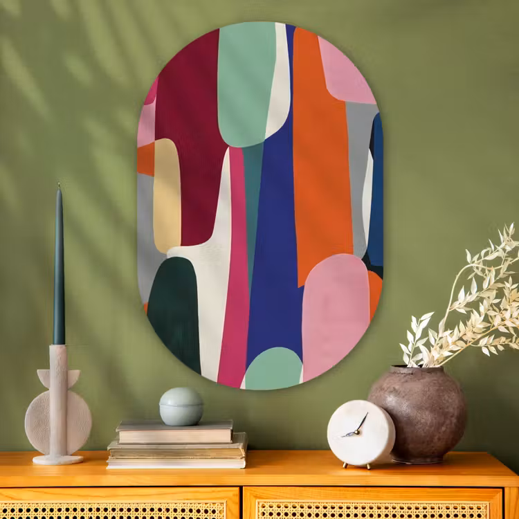 Muurovaal - Glas - Vormen - Ritmisch - Kleuren - Abstract — 2