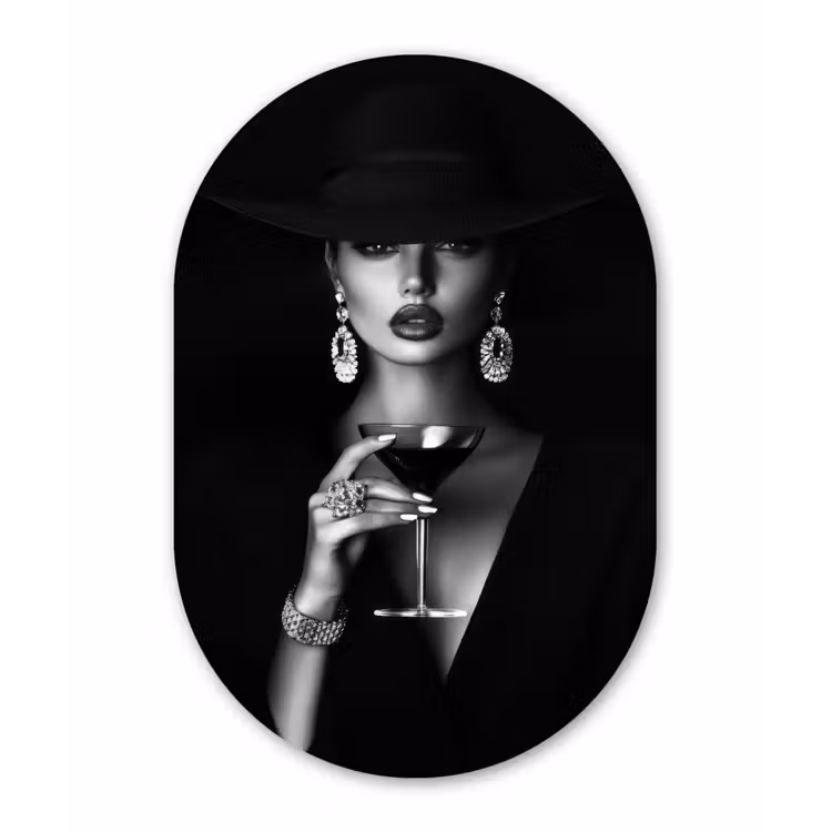 Muurovaal - Glas - Vrouw - Cocktail - Chic — 1