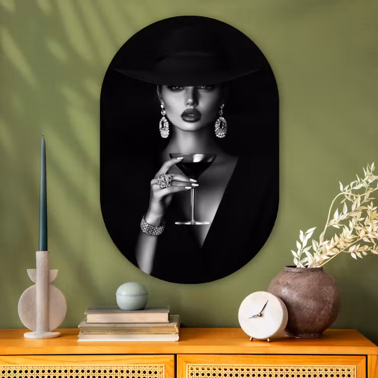 Muurovaal - Glas - Vrouw - Cocktail - Chic — 2