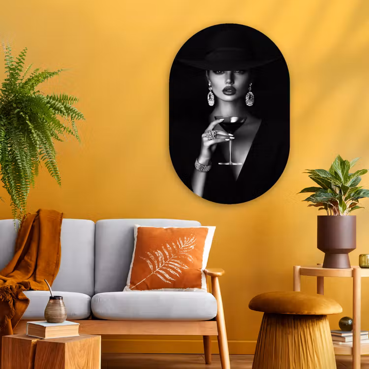 Muurovaal - Glas - Vrouw - Cocktail - Chic — 3