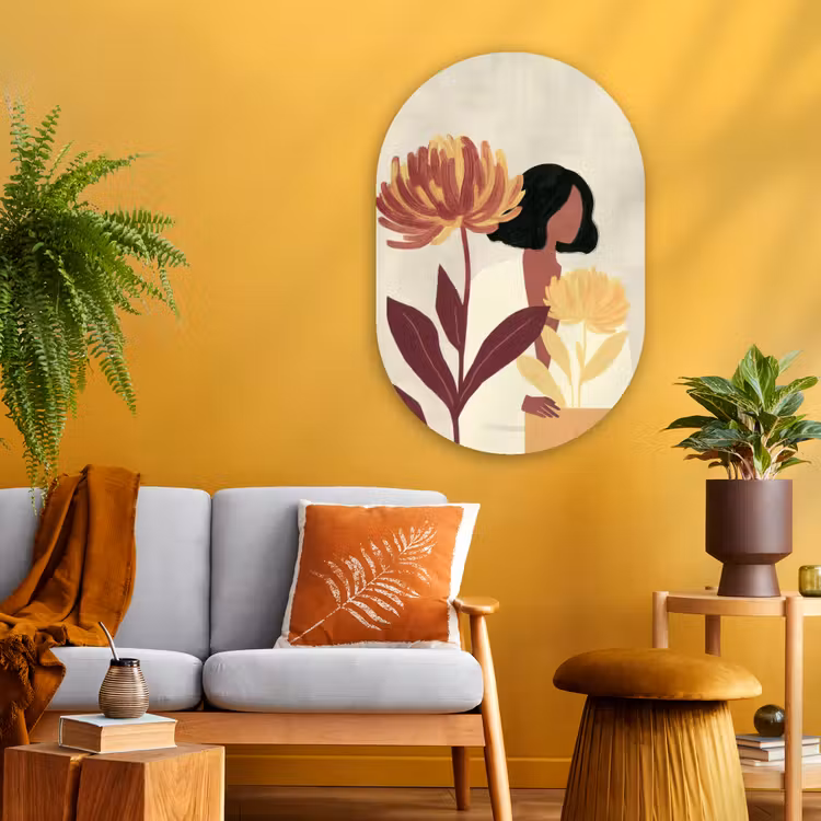 Muurovaal - Glas - Vrouw - Minimalistisch - Bloem — 3