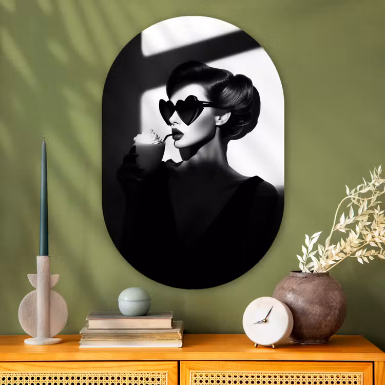 Muurovaal - Glas - Vrouw - Zwart - Hart — 2