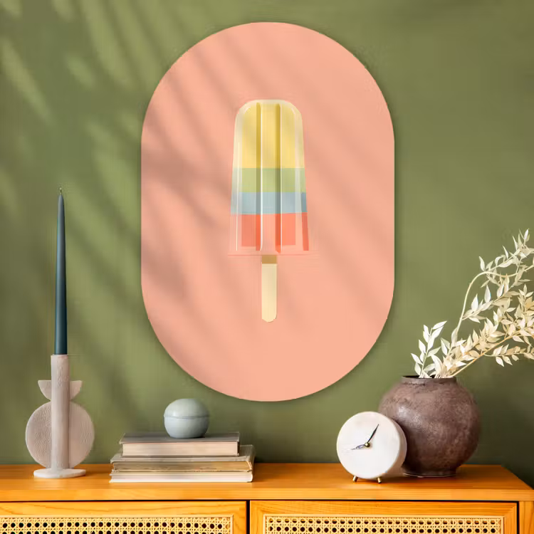Muurovaal - Glas - Waterijsje - Pasteltinten - Minimalistisch — 2