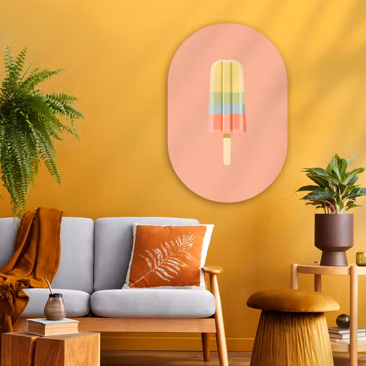 Muurovaal - Glas - Waterijsje - Pasteltinten - Minimalistisch — 3