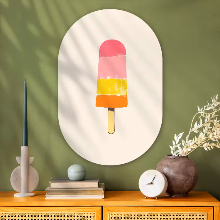 Muurovaal - Glas - Waterijsje - Retro - Stokje - Roze — 2