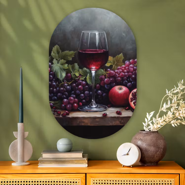 Muurovaal - Glas - Wijn - Fruit - Stilleven — 2