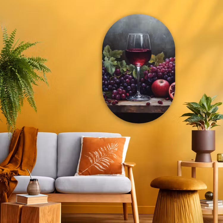 Muurovaal - Glas - Wijn - Fruit - Stilleven — 3
