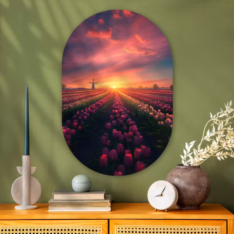 Muurovaal - Glas - Windmolen - Zonsondergang - Landschap — 2
