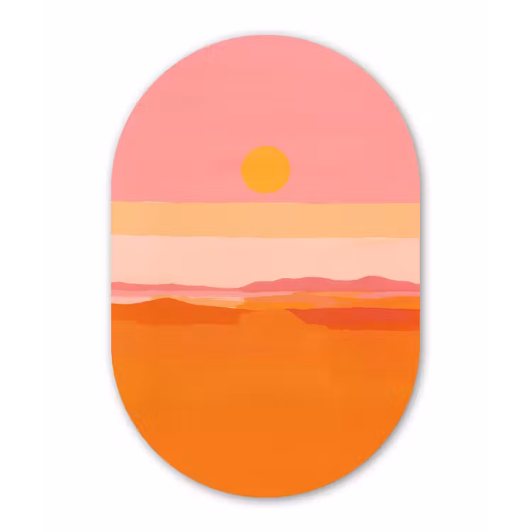 Muurovaal - Glas - Zon - Abstract - Landschap - Oranje — 1