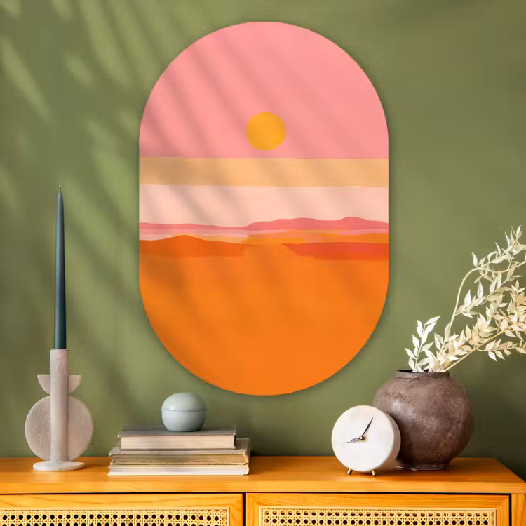 Muurovaal - Glas - Zon - Abstract - Landschap - Oranje — 2