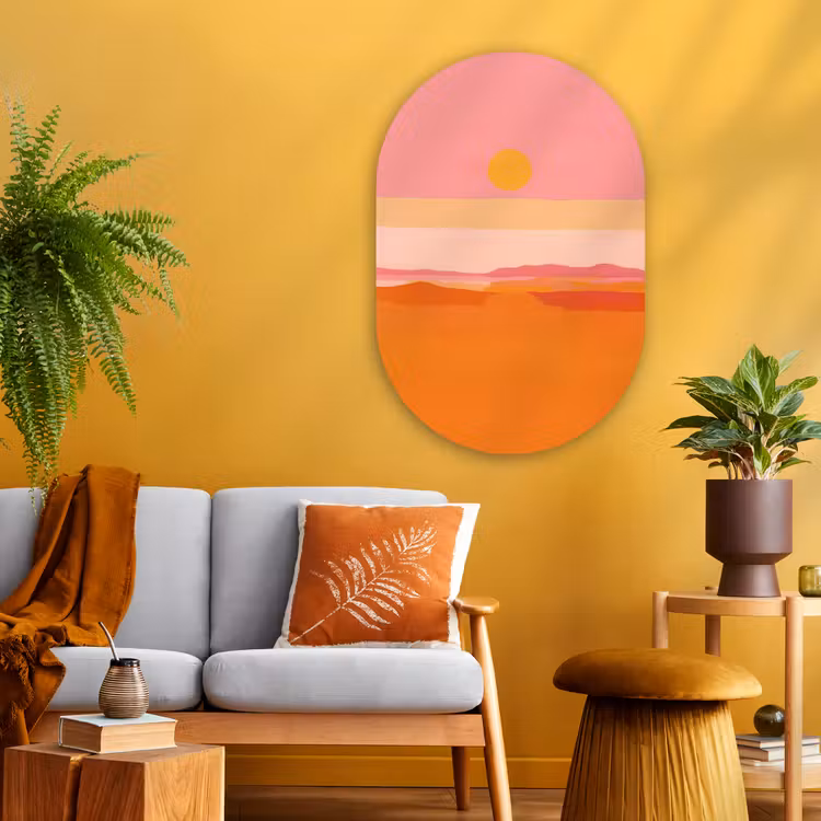 Muurovaal - Glas - Zon - Abstract - Landschap - Oranje — 3