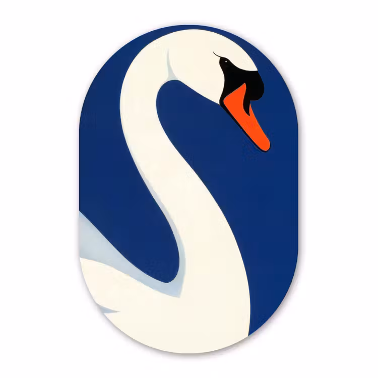 Muurovaal - Glas - Zwaan - Wit - Snavel - Illustratie — 1