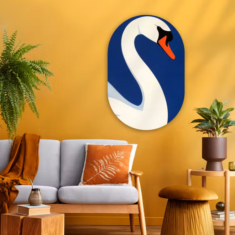 Muurovaal - Glas - Zwaan - Wit - Snavel - Illustratie — 3