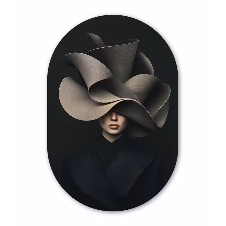 Muurovaal - Glas - Zwarte - Hoed - Vrouw — 1