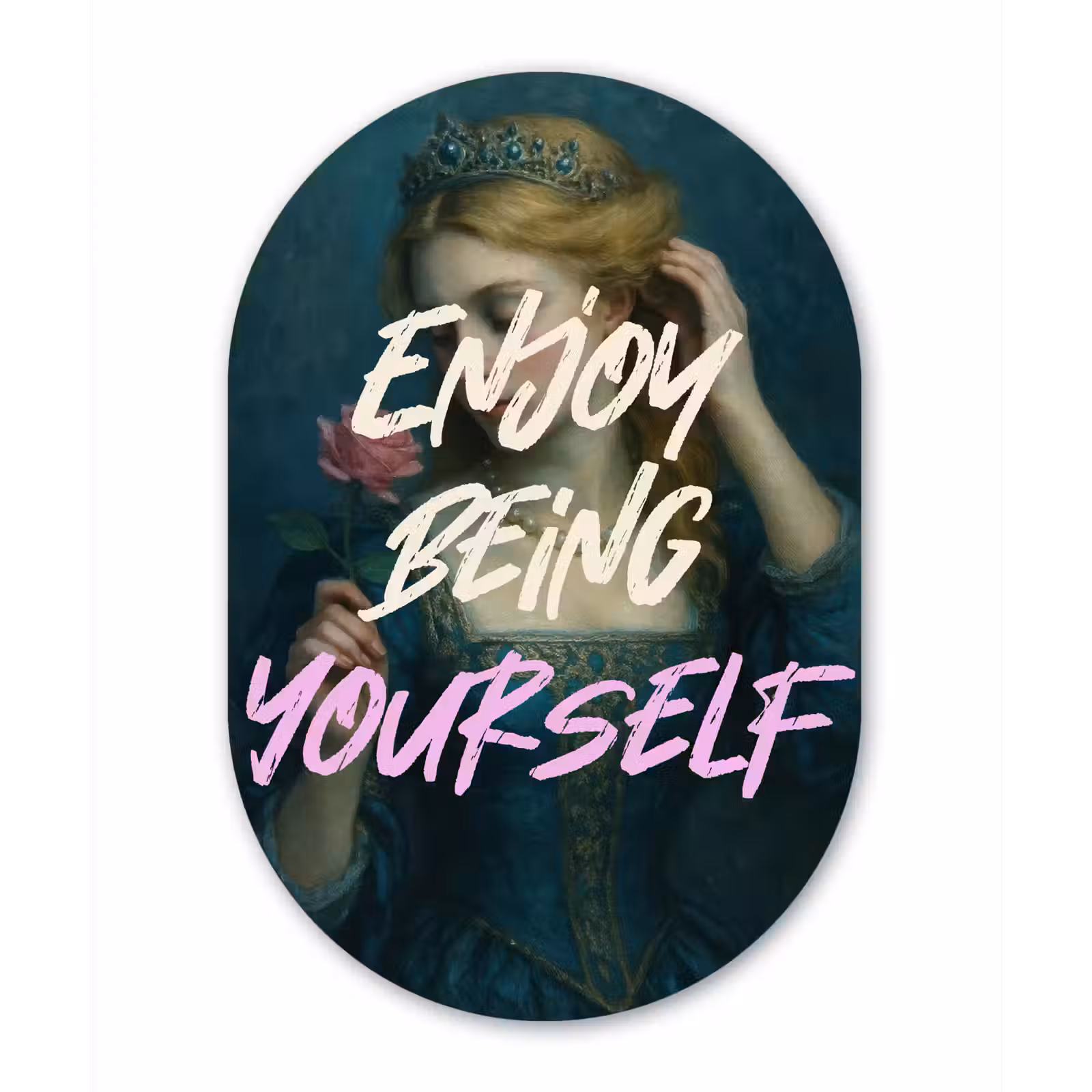 Muurovaal - Glas - Vrouw - Roos - Quote — 1