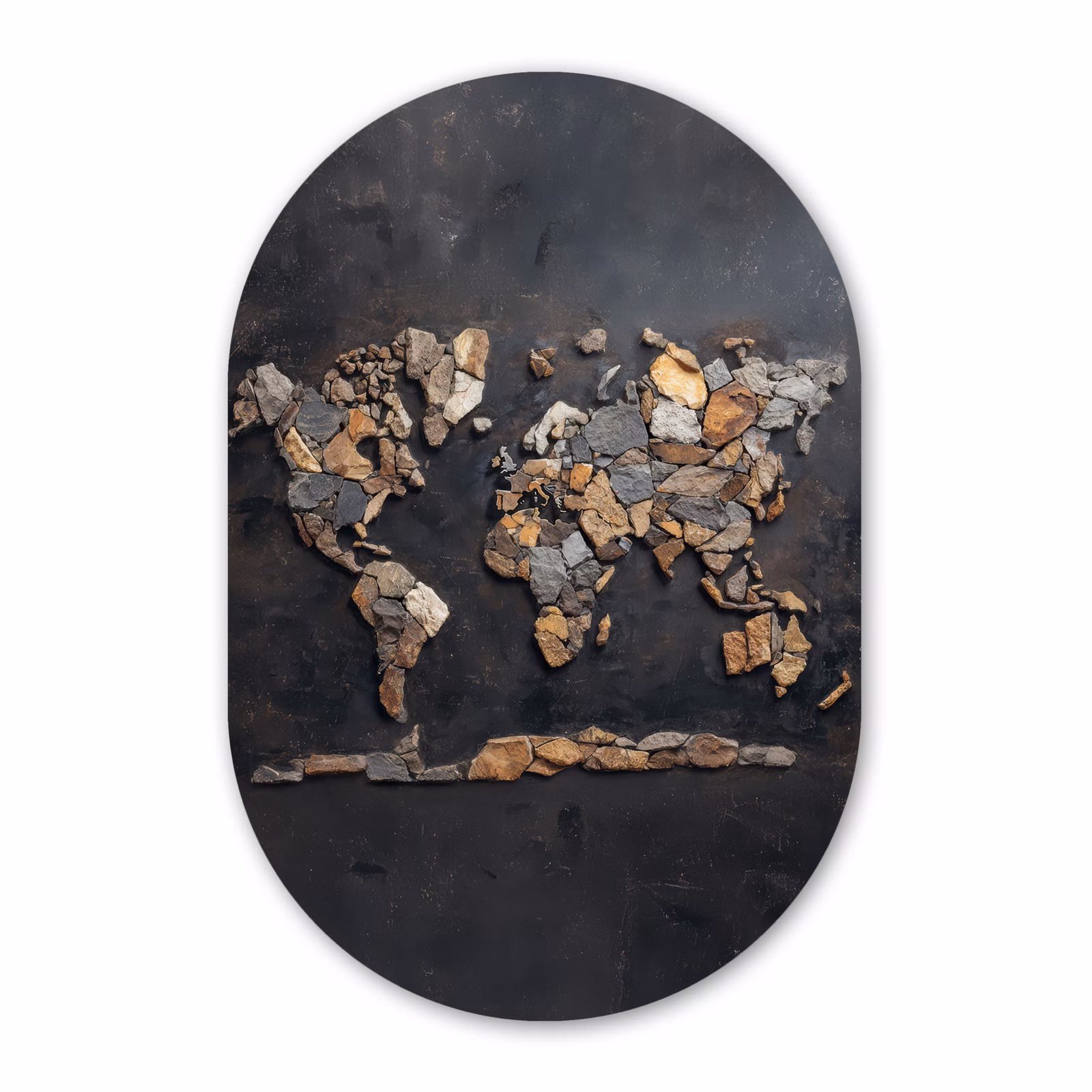 Muurovaal - Glas - Wereldkaart - Stenen - Realistisch — 1