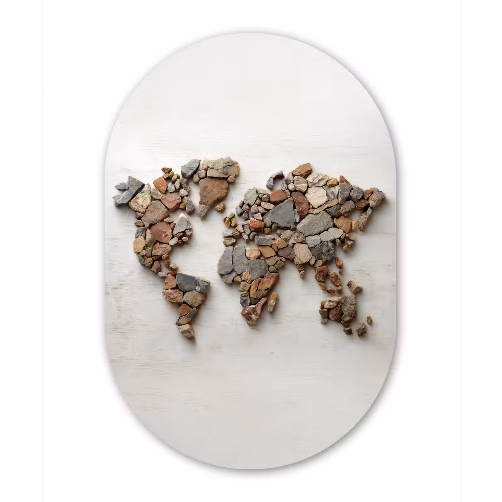 Muurovaal - Glas - Wereldkaart - Stenen - Wit — 1