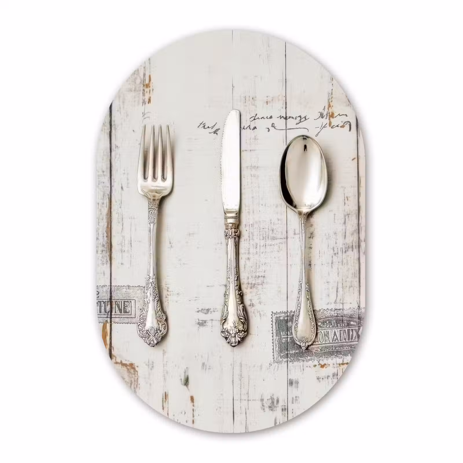Muurovaal - Glas - Zilver - Bestek - Hout — 1