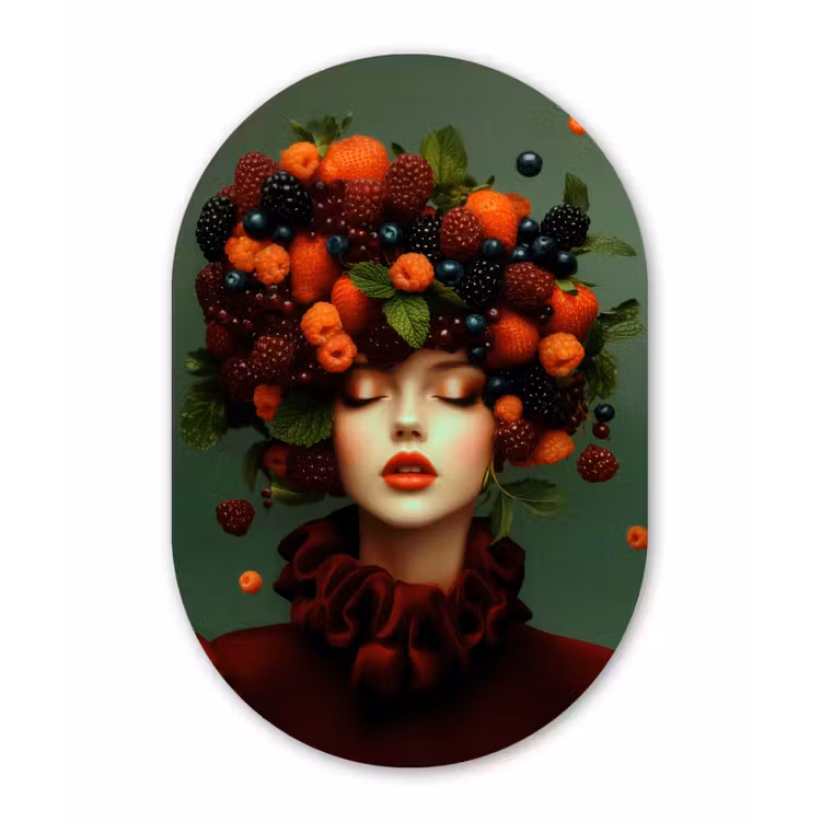 Muurovaal - Glas - Vrouw - Aardbeien - Frambozen - Bramen - Bessen — 1