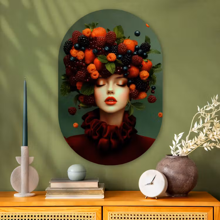 Muurovaal - Glas - Vrouw - Aardbeien - Frambozen - Bramen - Bessen — 2