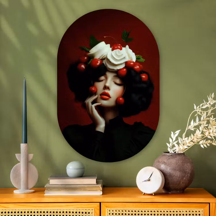 Muurovaal - Glas - Vrouw - Kersen - Slagroom — 2