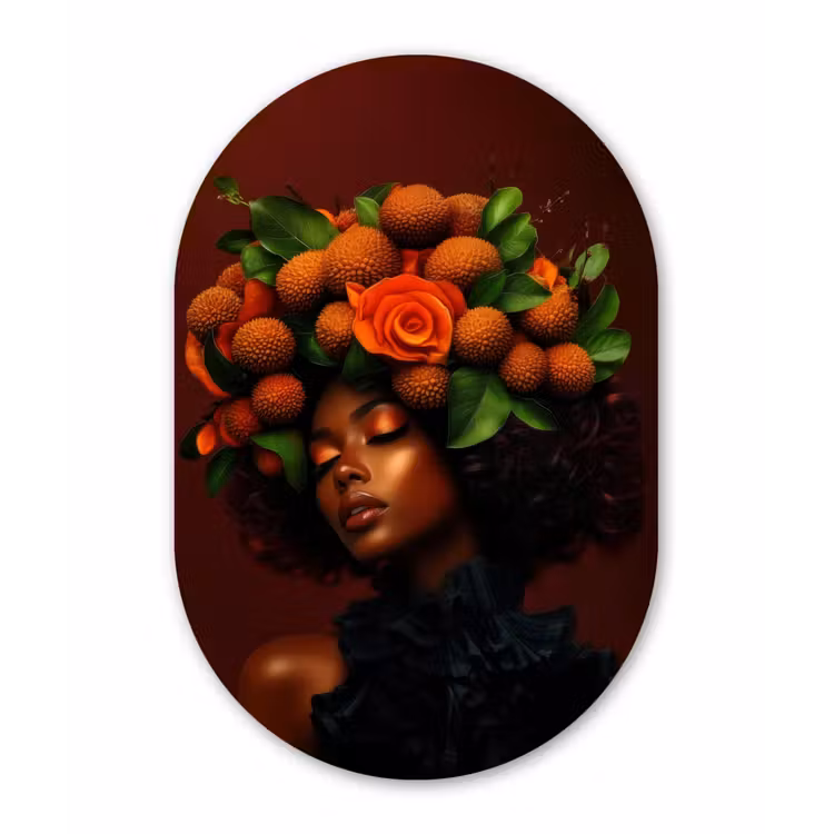 Muurovaal - Glas - Vrouw - lychee - exotisch — 1