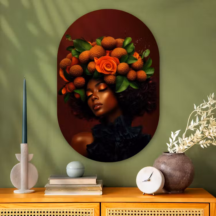 Muurovaal - Glas - Vrouw - lychee - exotisch — 2