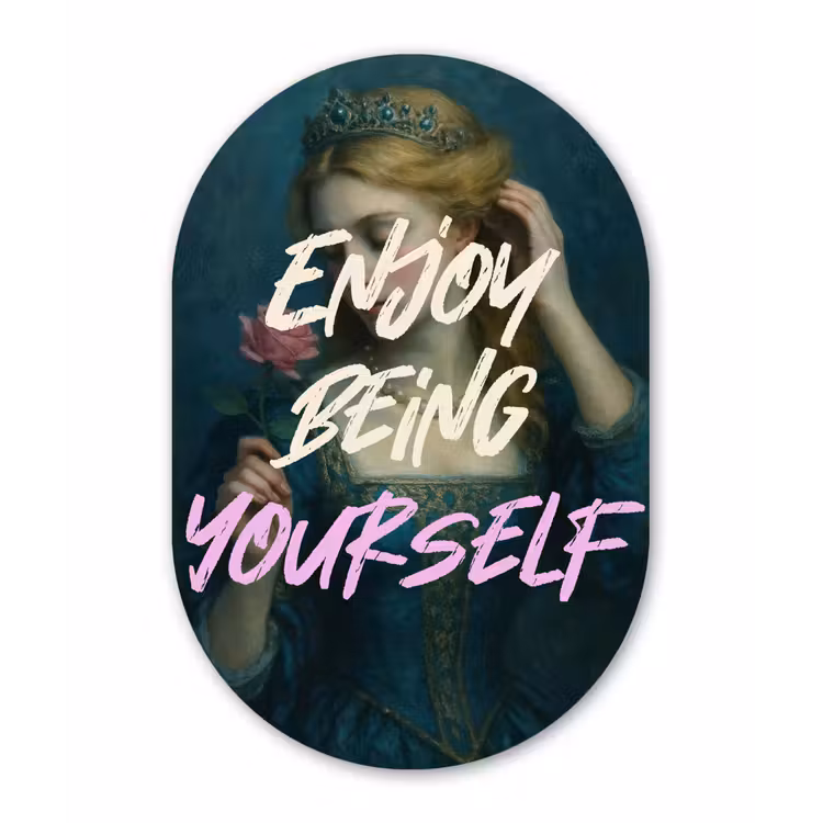 Muurovaal - Glas - Vrouw - Roos - Quote — 1